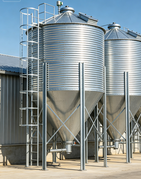 poultry feed silo complete conveying system, chicken farm automatic feed line overall view poultry feed silo complete conveying system, chicken farm automatic feed line overall view