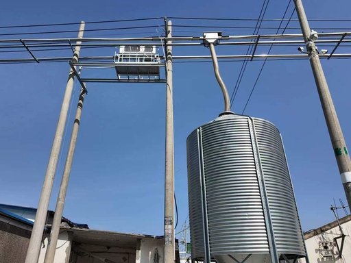 poultry feed silo complete conveying system, chicken farm automatic feed line overall view poultry feed silo complete conveying system, chicken farm automatic feed line overall view
