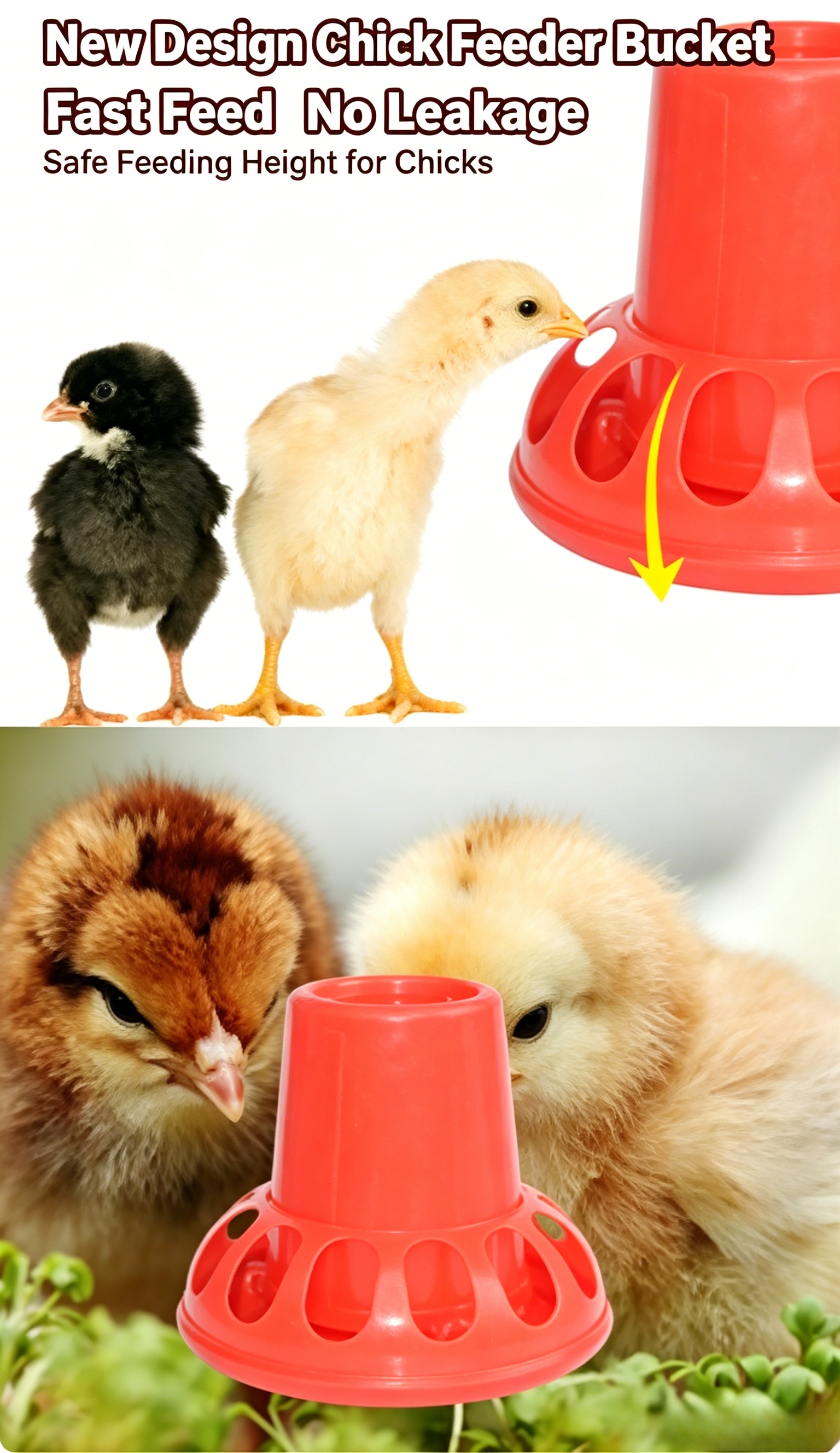 Plastic Chick Feeder Bucket Anti-Waste Poultry Feed Container For Chicks Ducklings Small Birds