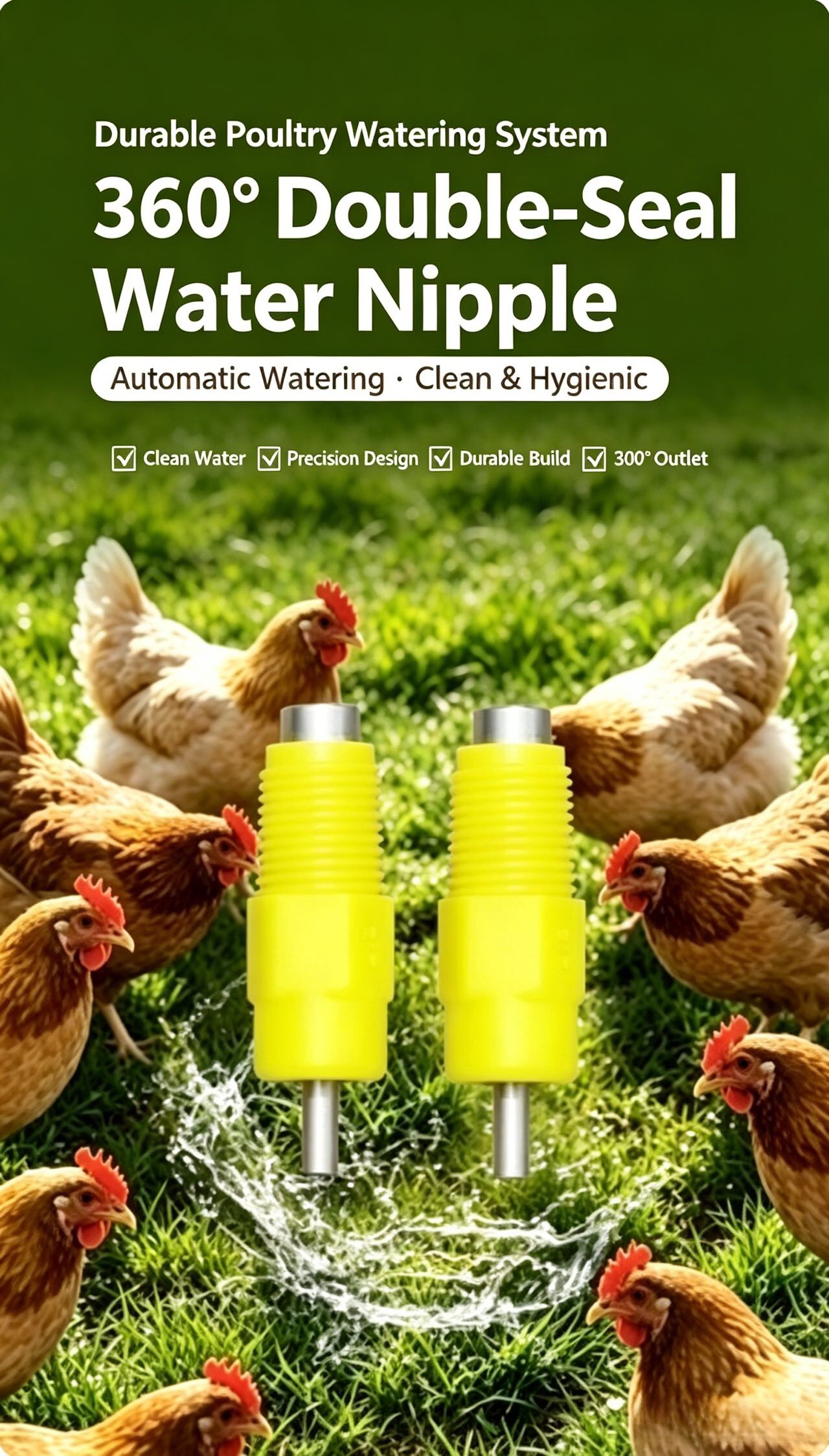 360° Double Seal Automatic Poultry Water Nipple | Chicken Drinking Nipple For Layer Broiler Cage Wat