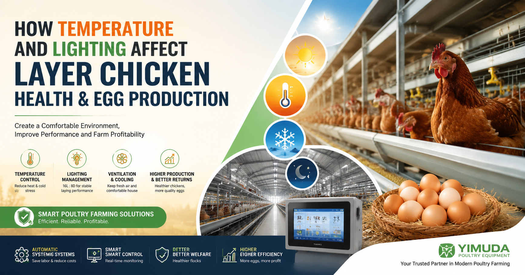 How Temperature and Lighting Affect Layer Chicken Health and Egg Production
